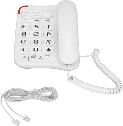 Vaste Telefoon - Grote Knoppen Telefoon - Eenvoudig Bellen - Fotogeheugen Knoppen - 21 x 21 x 7 cm - Wit