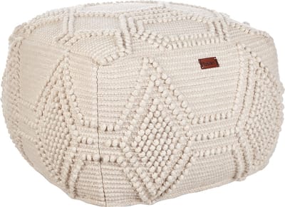 CHOIM - Poef - Beige - 60 x 60 x 40 cm - Wol