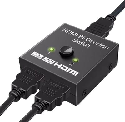 HDMI-splitser, 2 Output Bidirectional Switch Box 1-poort In 2 Poorten Uit HDMI Hub Ondersteunt HD 4K 3D 1080P Compatibel met PC-notebooks, HDTV, Blu-Ray-speler, Fire Stick, TV-box, Xbox, PS3, PS4, PS5