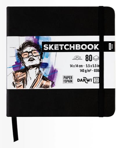 Darwi DFY - Schetsboek - 14 x 14 cm - 140 g - Zwart - 80 vellen