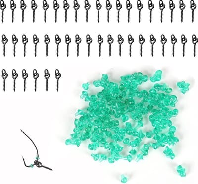100 Delig - Rubberen Haak Stops en Vishaak Schroeven Set- Karper Vissen Accessoires voor Bevestiging van Aas - Hoge Kwaliteit en Veelzijdig - Set van 50