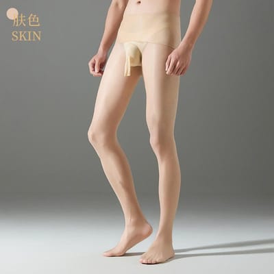 Dunne Doorzichtige Heren Panty Kousen Naadloos Hoge Taille Olie Glanzend Maillots Sexy Verleiding U-vormige Pouch Schede Gay Lingerie Slipjes Open Crotch brown