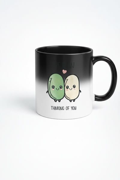 Magische Mok 'We Bean Thinking of You' - Cute Bonen Liefdesmok Warmtegevoelig Cadeau
