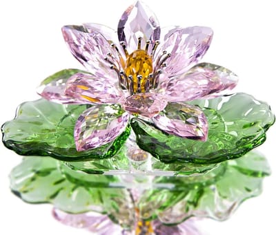 Cosensi - Roze kristallen lotusbloem woondecoratie voor Feng Shui in geschenkdoos