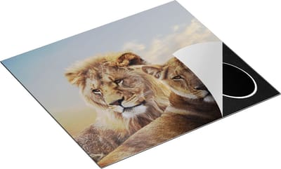 Chefcare Inductie Beschermer Leeuw en Leeuwin - 60x50 cm - Afdekplaat Inductie - Kookplaat Beschermer - Inductie Mat