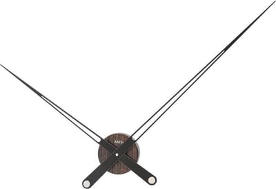 AMS W9599 - Wandklok - Analoog - XL Wijzers - Hout - Metaal - Zwart