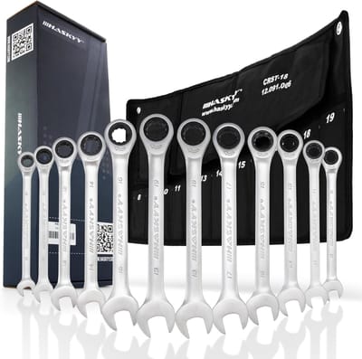Twaalfdelige ratelsleutelset 8-19 mm - veelzijdige sleutelset voor mechanische en auto-reparaties