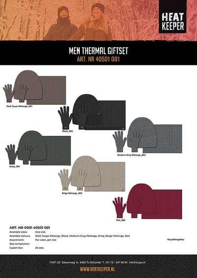 Thermo giftset heren - Donker Taupe