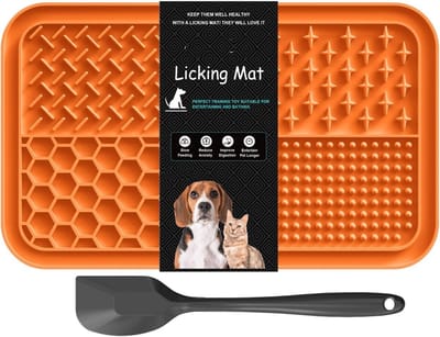 Famanu – Likmat voor honden en katten met zuignappen - 1 pak langzame voerbak voor honden en katten - likklopje verlichting - voermat voor boter - yoghurt - pinda - huisdieren