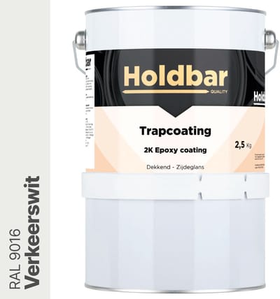 Holdbar Trapcoating Verkeerswit (RAL 9016) 2,5 kg - Trapverf - Slijtvast - Trap Verven - Gemakkelijk Schoonmaken - Bestand tegen zware belastingen