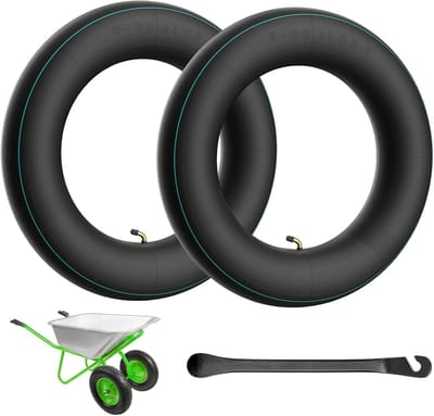 Hoes voor Kruiwagenwielen met Hoekventiel, Binnenband, Pneumatische Banden, Rubber Slang, Vervangingsslang, Set van 2 Stuks voor Optimaal Gebruik