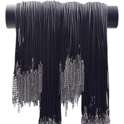 505560Cm Cordon Noir Corde Chaîne Collier Fermoir Alliage Chaînes Étendues Pack Cire Colliers Pour Femmes Hommes Fermoir Mousqueton 55cm black