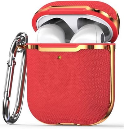 AirPods hoesjes van By Qubix - AirPods 1/2 hoesje - Hardcase - Plated series - Rood + Goud Airpods Case Hoesje voor Airpods Airpods 1 Airpods 2 Hoes