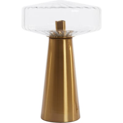 vtwonen Tafellamp Pleat - Glas/Goud - Ø30cm - Retro - Woonkamer - Slaapkamer