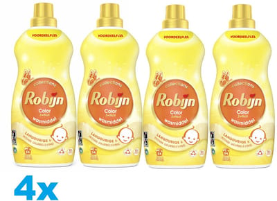 Robijn Klein & Krachtig Collections 4 x Vloeibaar Wasmiddel Zwitsal Color - 4 x 34 wasbeurten - 4 x 1.19L - 4 Stuks