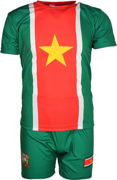 Suriname Oldschool Style Voetbal Tenue T-Shirt + Broek Set - Origineel Design - 152