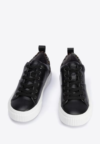 Wittchen Dames Leren Sneakers met Luipaardpatroon Zwart Natuurlijk Leer