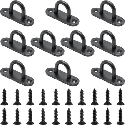 10 Stuks Pad Eye Platen, Zware Plafondhaken van RVS, Metalen Oogplaten voor Wand, Dek en Schaduwzeilen met Schroeven en Ringen