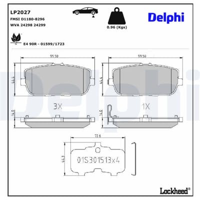Remblokset DELPHI LP2027, achter