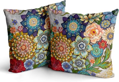 Set van 2 Kleurvolle Bloemige Kussenhoezen 30x50cm Bohemian Vintage Design voor Woonkamer en Slaapkamer Decoratie van Zacht Pluche Stof