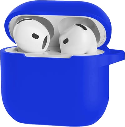Hoesje - Geschikt voor Apple AirPods 4 - Siliconen Hoes met Clip - Silicone Case Cover - Blauw