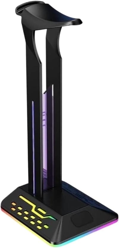 Koptelefoon Houder - Headset Stand - Bureau Organisatie - Met RGB Verlichting - Compact Formaat - Zwart