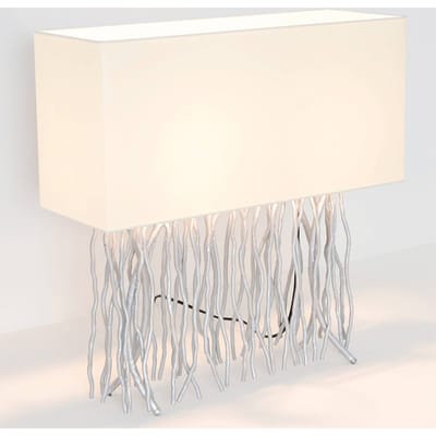 Holländer Tafellamp CAPRI, zilver/ecru, hoogte 51 cm, metaal, 2 x E14