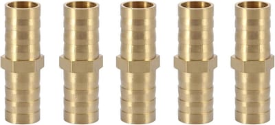5-delige 12mm Messing Slangverbinder, 2-Weg Slangreparatie Connector, Geschikt voor Lucht, Water, Olie en Brandstof