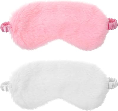 Set van 2 Fluffy Oogmaskers, Zacht Slaapmasker, Comfortabel en Verstelbaar Faux Fur Blinder voor Dames en Heren, Ideaal voor Reizen, Naps en Nachtrust