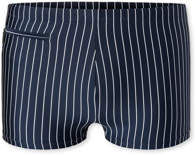 Schiesser Zwembroek in retrostijl met zakje met ritssluiting, tricot gerecycled strepen admiraalblauw - Nautical Casual Heren Onderbroek - admiral