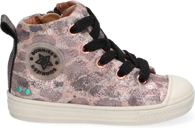 BunniesJR 221635-996 Meisjes Hoge Sneakers - Roze/Print - Leer - Veters