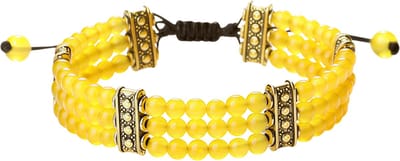Kralen armband van 4mm – Geel – gevlochten touw met verstelbare knoopsluiting – geschikt voor vrouwen en mannen – yoga en energie stijl – ideaal als paarcadeau
