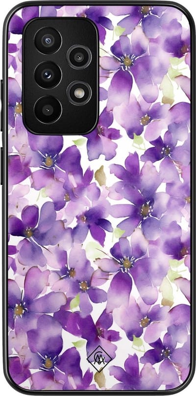 Casimoda® hoesje - Geschikt voor Samsung Galaxy A53 - Floral Violet - Zwart TPU Backcover - Bloemen - Paars
