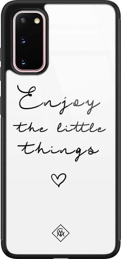 Casimoda® hoesje - Geschikt voor Samsung Galaxy S20 - Enjoy Life - Luxe Hard Case Zwart - Backcover telefoonhoesje - Zwart