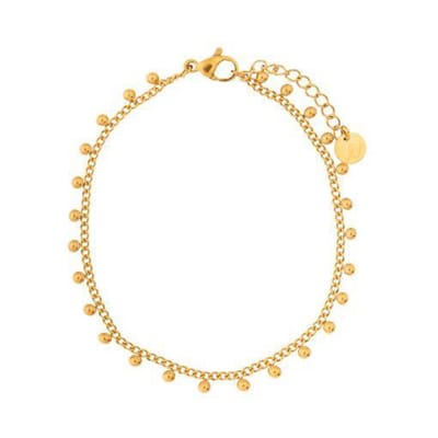 Armband kleine balletjes - Volwassenen - Goud - Stainless steel (verkleurt niet) - Verlengkettinkje