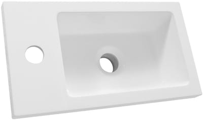 Brauer Solar Slim Opbouw Fontein - 40 cm - met 1 Kraangat - Links/Rechts Plaatsbaar - Mineraalmarmer - Zijdeglans Wit