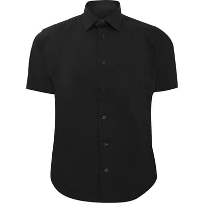 Russell Collectie Heren Korte Mouw Easy Care Gevoelig Overhemd (Zwart)