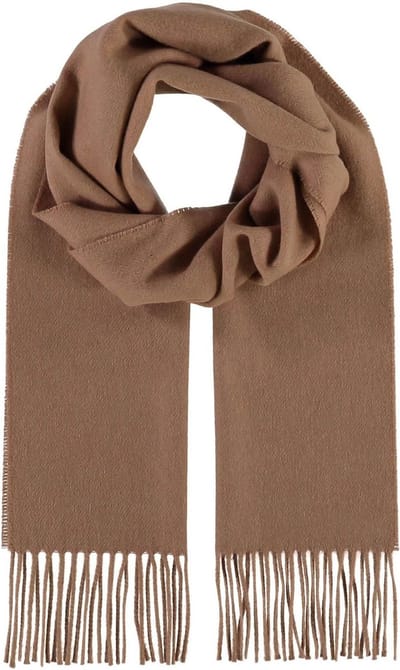 FRAAS Sjaal Wool Scarf with Fringes Camel Bruine