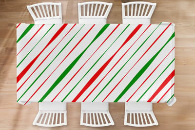 Kerst Tafelkleed - Kerstmis Decoratie - Tafellaken - Patronen - Kerst - Strepen - 260x130 cm - Kerstmis Versiering - Tafeldecoratie Kerstmis - Kerstdecoratie tafel - Tafelversiering