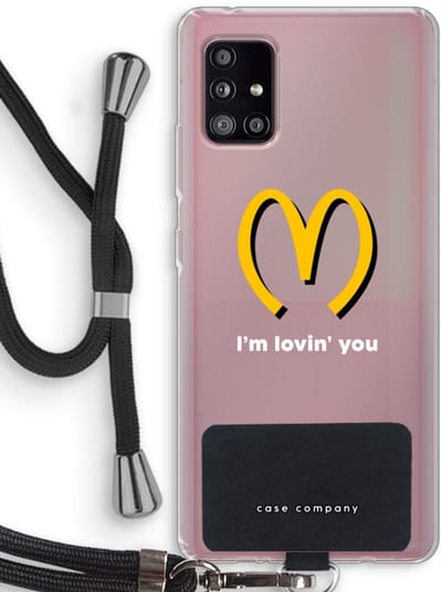 Case Company® - Hoesje met koord geschikt voor Samsung Galaxy A51 5G hoesje met Koord - I'm lovin' you - Telefoonhoesje met Zwart Koord - Bescherming aan alle Kanten en Over de Schermrand
