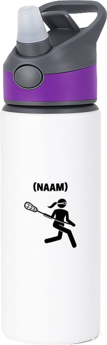 Hacebo® - Lacrosse met eigen naam waterfles met rietje paars - Sport - Lacrosse - Sport - water fles - 650ML