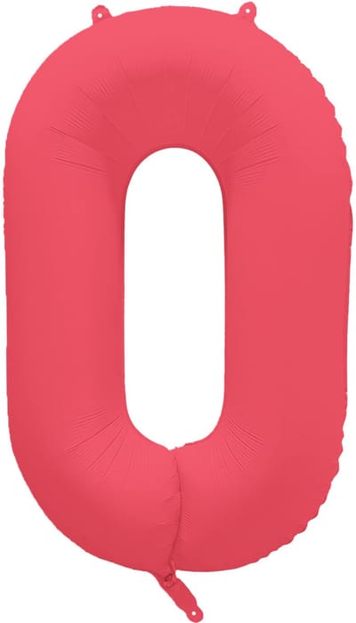 Riethmüller - Folieballon cijfer 0 - neon rood - 86 cm