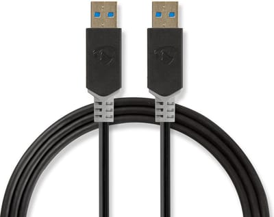 USB-Kabel | USB 3.2 Gen 1 | USB-A Male | USB-A Male | 5 Gbps | Verguld | 2.00 m | Rond | PVC | Antraciet | Polybag
