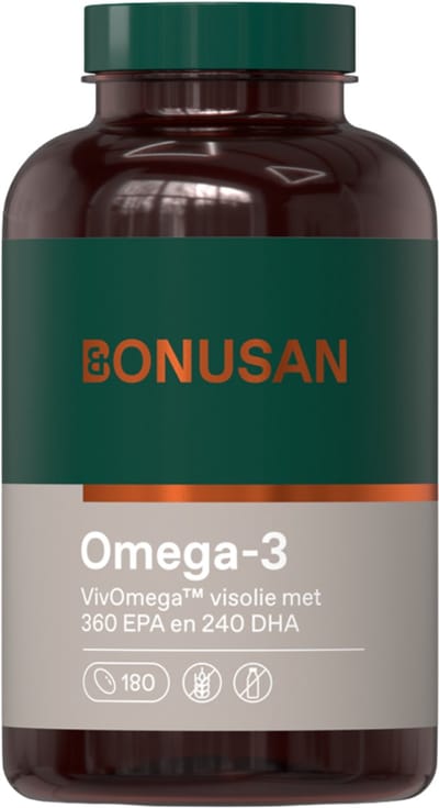 BONUSAN Omega-3 – 180 Softgels – Visolie Capsules – Voor Hart, Hersenen en Zicht