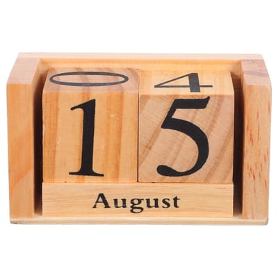 Dailygoods - Eeuwige houten kubuskalender voor bureau, van massief hout, handmatig verstelbaar, datumblok, stijlvolle tafeldecoratie voor kantoor en thuis, duurzame houten kalender met