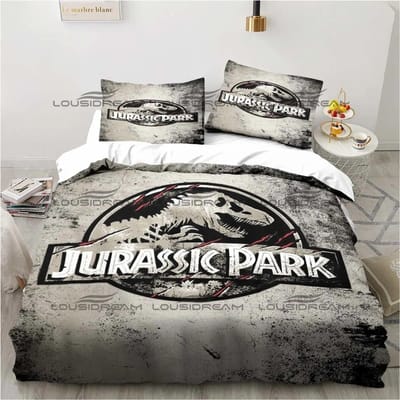 Jurassic Park Beddengoed Dinosaurussen Eenpersoons Beddengoedset 3-delige Dekbedset Bed Dekbedovertrek Tweepersoons King Dekbedovertrek Hometextiel EU Double 200x200cm