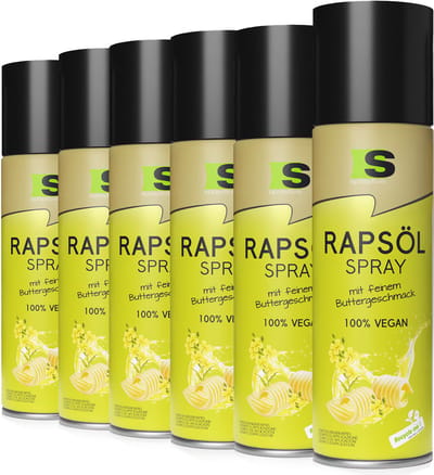 Spraytive 6x 400ml raapzaadolie kookspray met botersmaak airfryer spray voor bakken en koken caloriearm 100% vegan