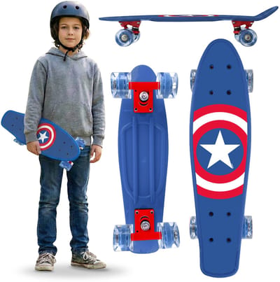 MARVEL Avengers CAPTAIN AMERICA Kinder fish skateboard 55 cm, antislip board, stabiel van 20-50 kg