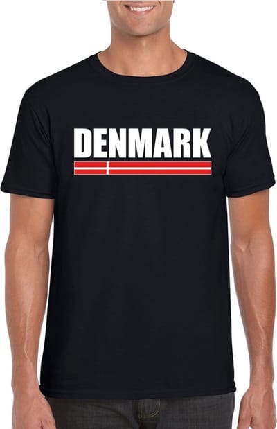 Zwart Denemarken supporter t-shirt voor heren - Deense vlag shirts S