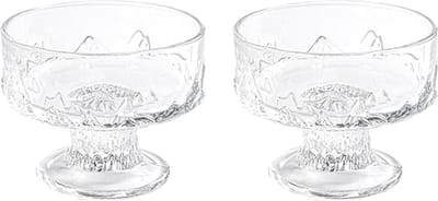 Set van 2 vintage glazen ijskommen, 200 ml, dessertkommen voor ijs, sorbet en fruit, hoogte 8 cm, ideaal voor desserts en puddingen